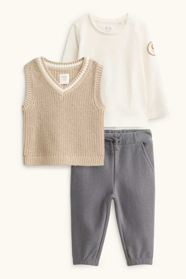 Bébés garçons - Tenue bébé - 3 pièces - gris / beige