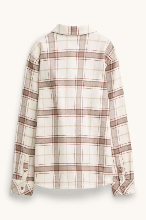 Bambini - Camicia - a quadretti - marrone / bianco crema