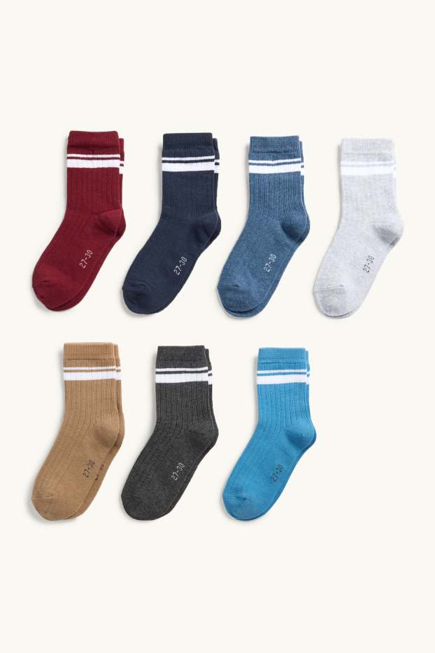 Children Boys - Multipack of 7 - socks - ribbed - blue