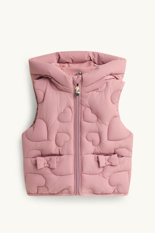 Baby: meisjes - Hartje - baby-bodywarmer met capuchon - waterafstotend - roze