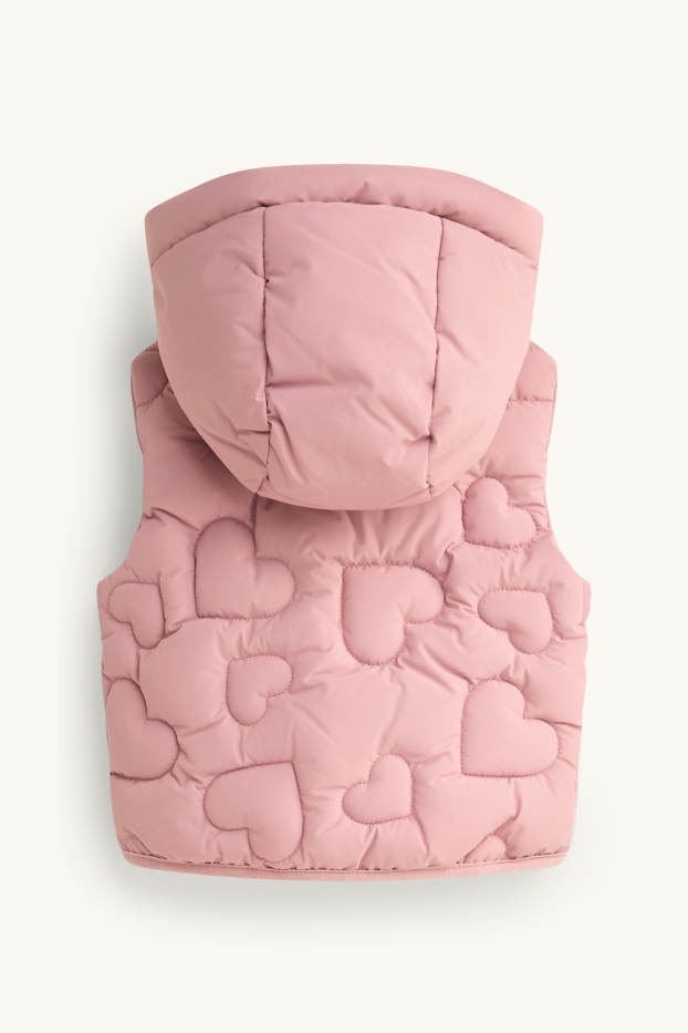 Baby: meisjes - Hartje - baby-bodywarmer met capuchon - waterafstotend - roze