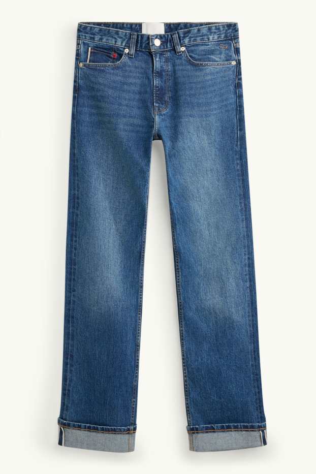 Women - Straight leg jeans - high waist - selvedge - blue denim
