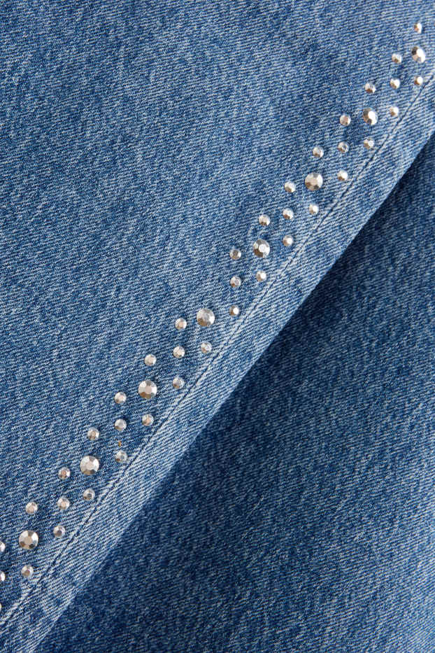 Copii - Fete - Baggy jeans cu ștrasuri - denim-albastru