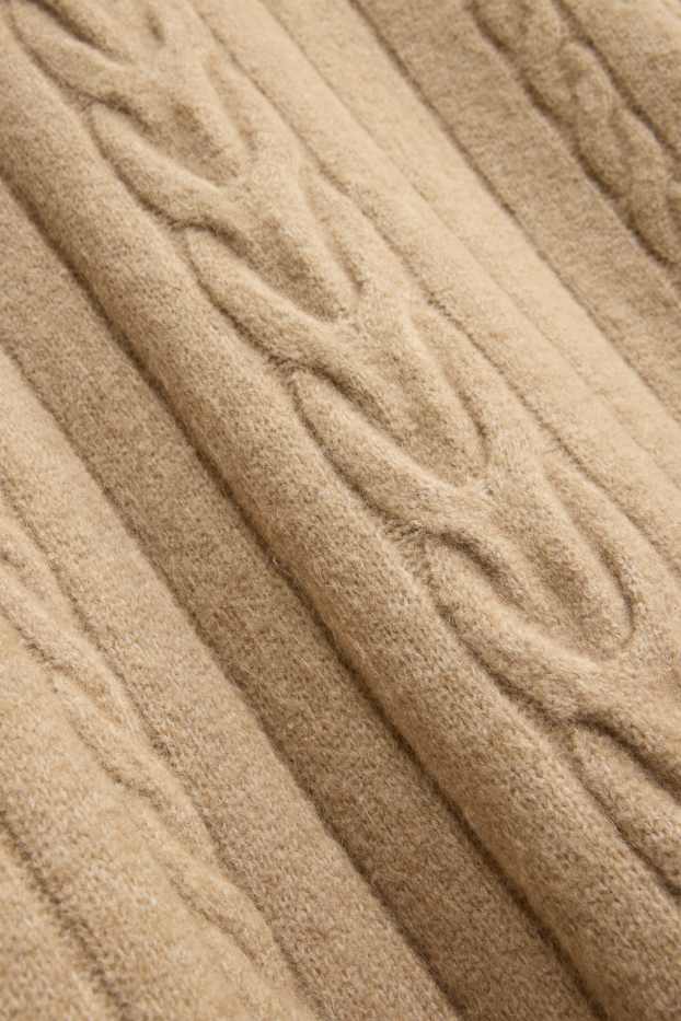 Femei - Rochie din tricot - straight fit - cu torsade - bej