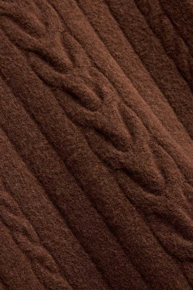 Femei - Rochie din tricot - straight fit - cu torsade - maro închis