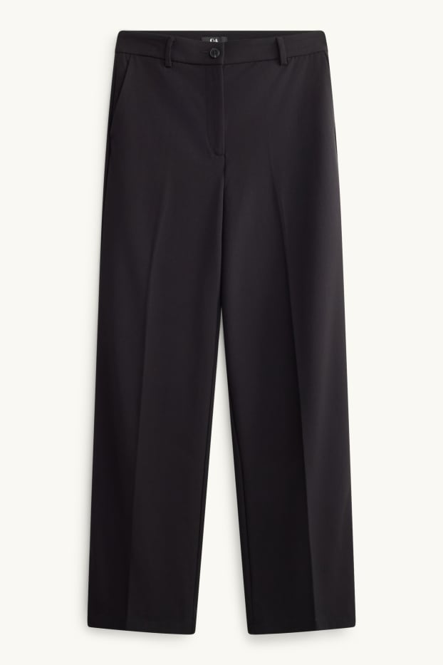 Damen - Stoffhose - Mid Waist - Straight Fit - schwarz