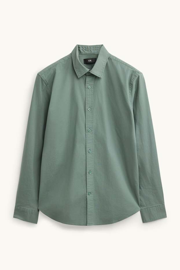 Hommes - Chemise - regular fit - col kent - vert
