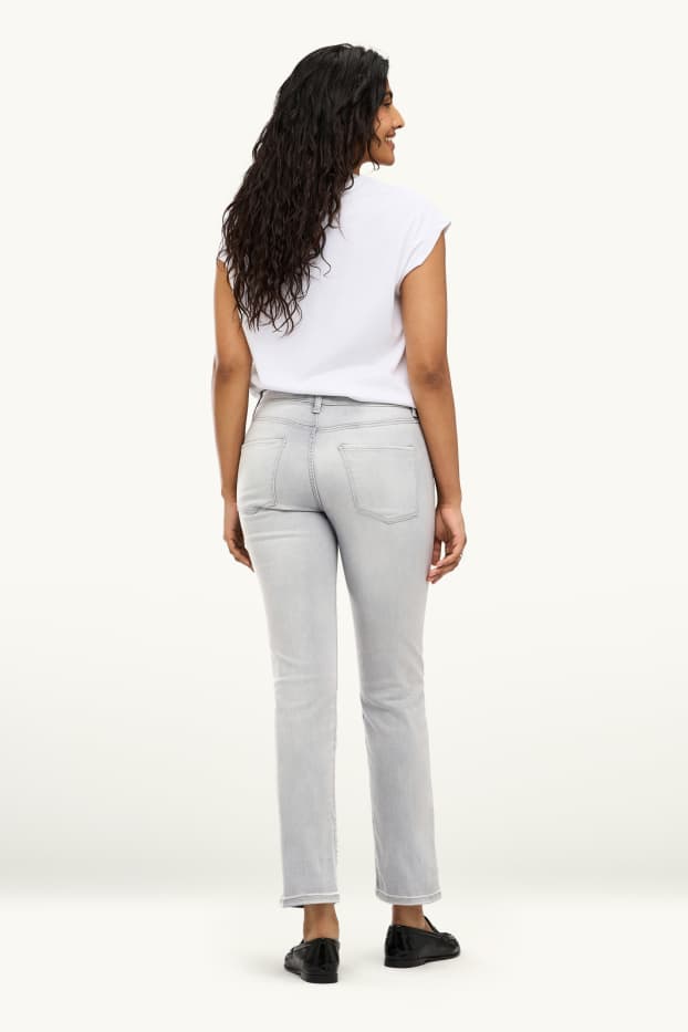 Damen - Crop Straight Jeans - Mid Waist - LYCRA® - helljeansgrau