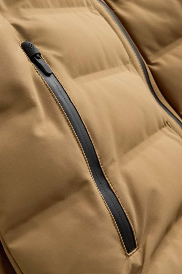 Heren - Sportjas met stiksels en met capuchon - gevoerd - Caramel
