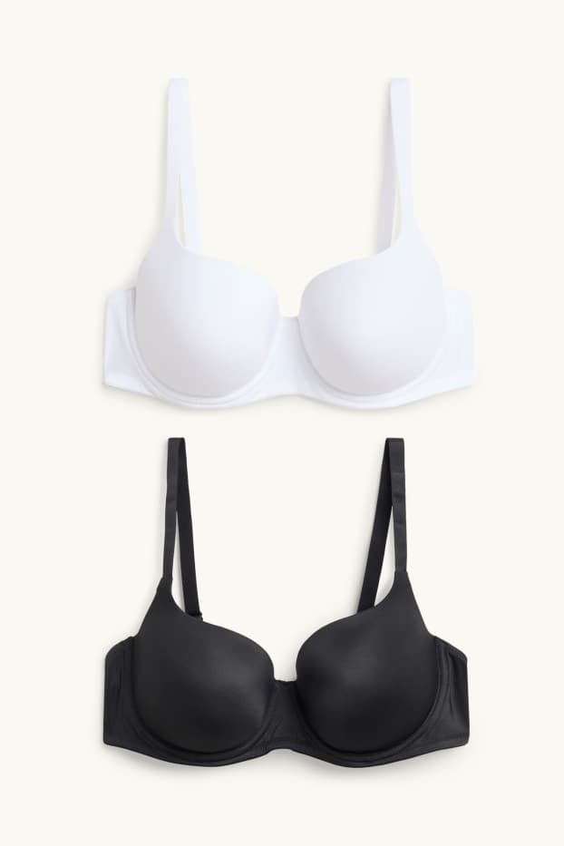 Femmes - Lot de 2 - soutiens-gorge avec armatures - FULL COVERAGE - ampliformes - blanc