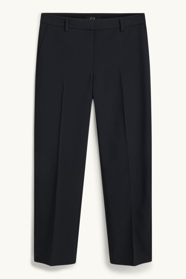 Femei - Pantaloni de stofă - talie medie - tapered fit - negru