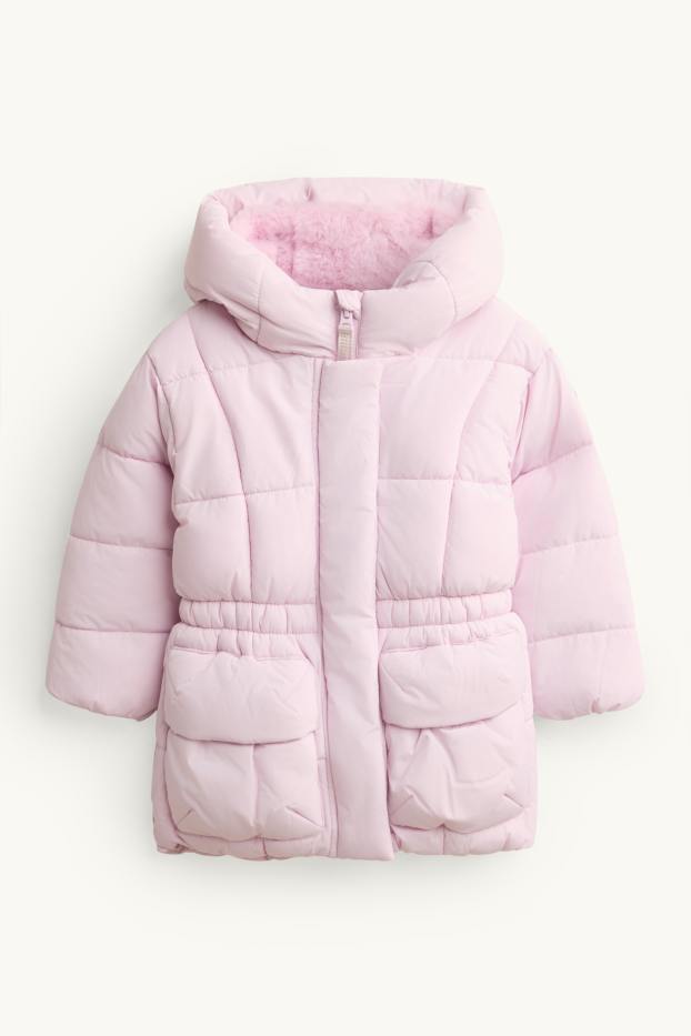 Children Girls - Quilted jacket with hood - water-repellent - rose