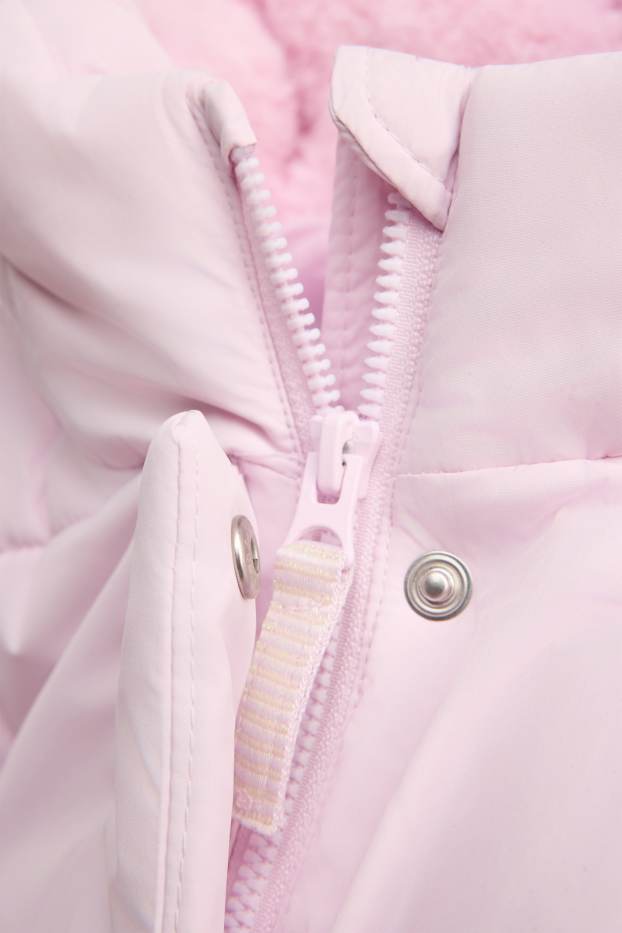 Children Girls - Quilted jacket with hood - water-repellent - rose