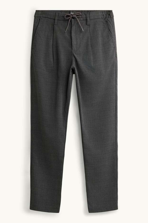Bărbați - Chino - tapered fit - în carouri - gri închis