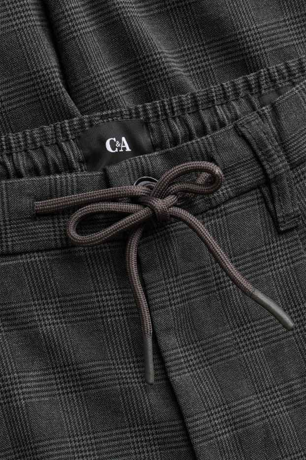 Bărbați - Chino - tapered fit - în carouri - gri închis
