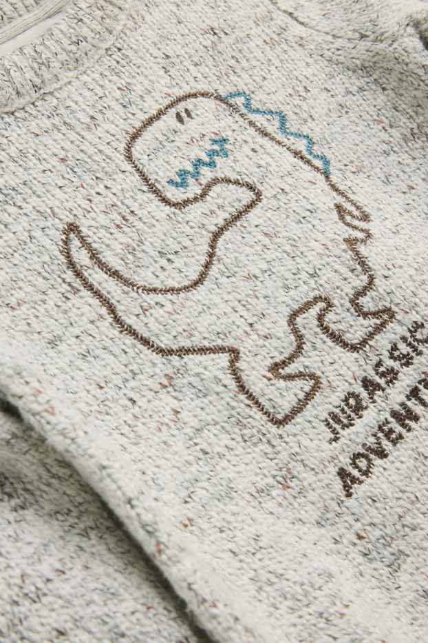 Enfants garçons - Dinosaure - pull - gris clair chiné