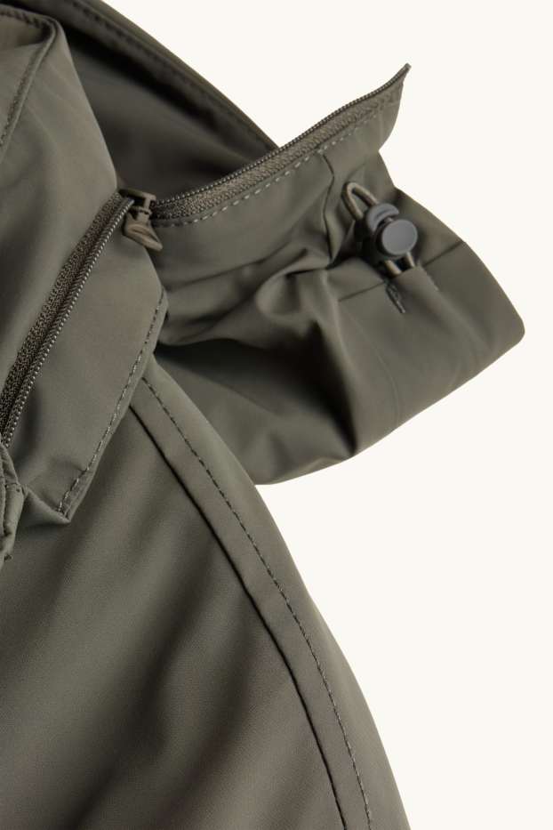 Hommes - Parka à capuche - doublée - finition déperlante - vert foncé