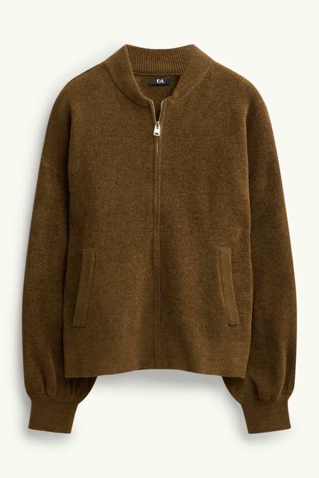 Femei - Cardigan tricotat - kaki