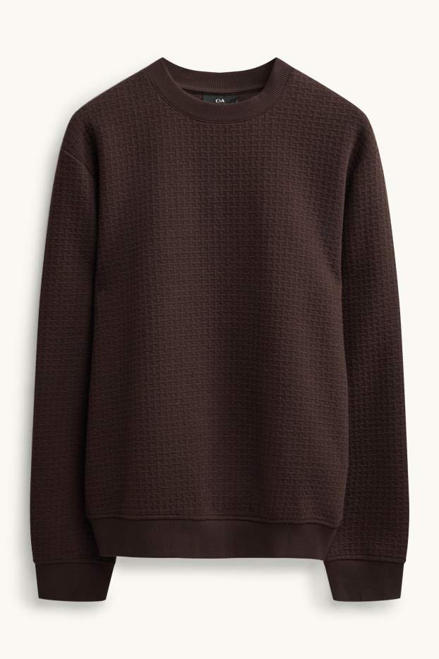 Hommes - Sweat - finition texturée - marron foncé