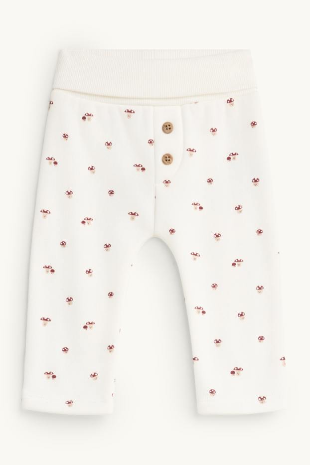 Unisex - Fungo - leggings per neonati - foderati di pelo - marrone / bianco crema