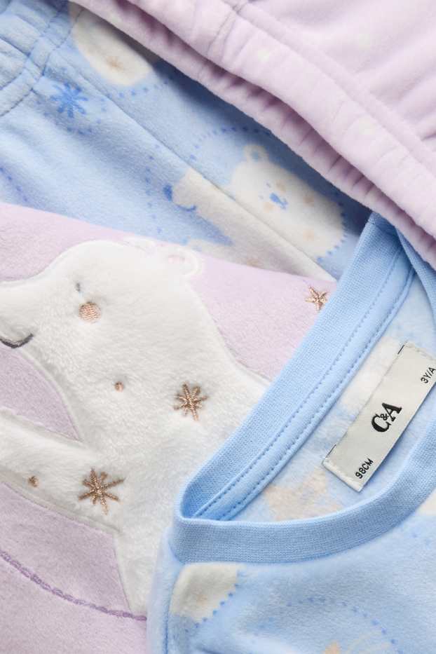 Kinderen: meisjes - Set van 2 - ijsbeer - pyjama - 4-delig - lila