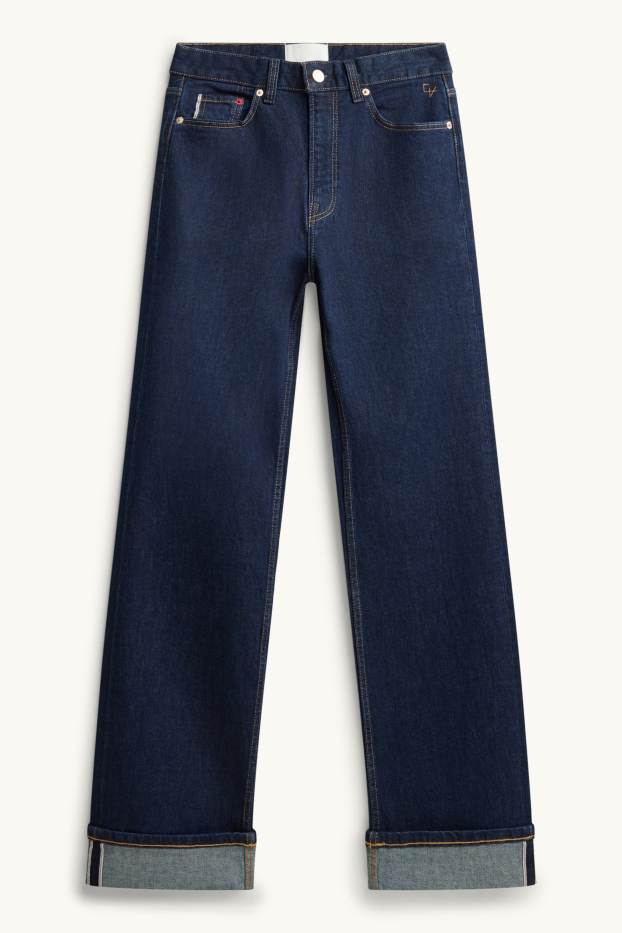 Damen - Straight Jeans - High Waist - Selvedge - dunkeljeansblau