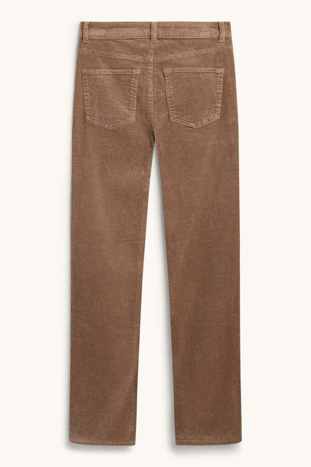 Damen - Cordhose - High Waist - Straight Fit - LYCRA ® - braun