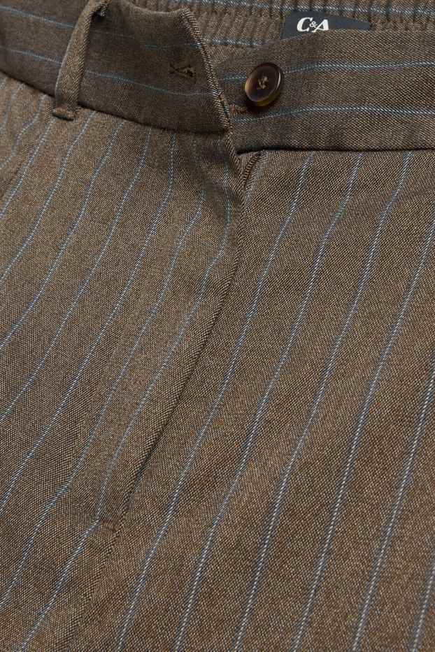 Dames - Pantalon - high waist - wide leg - krijtstrepen - bruin