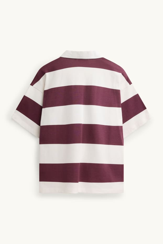 Hommes - Polo - Oversize - à rayures - bordeaux / blanc