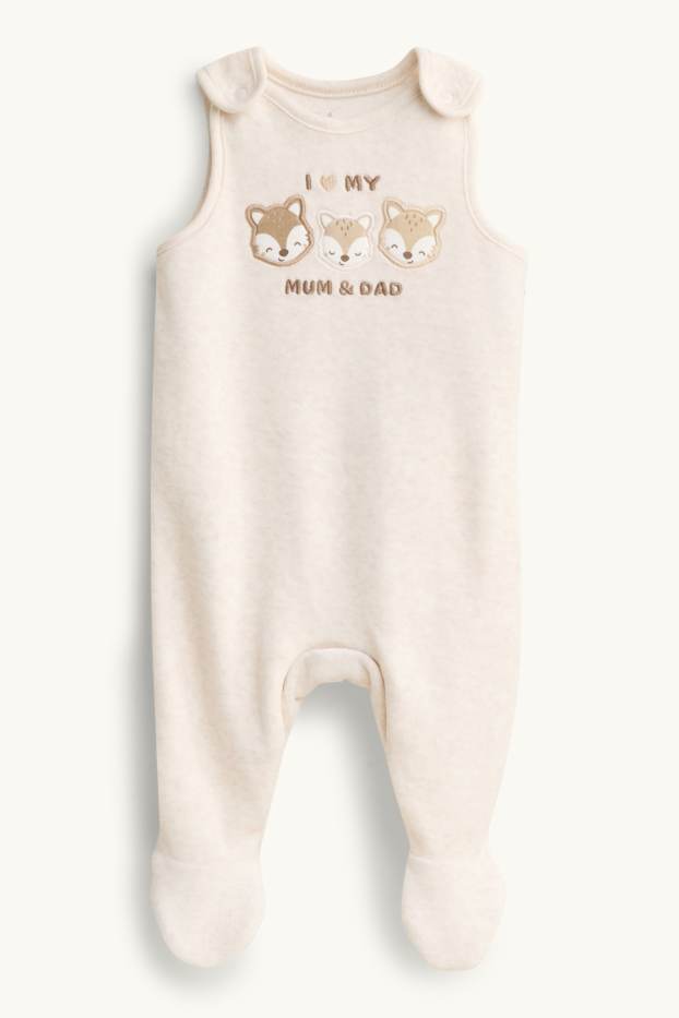 Unisex - Lištička - souprava dětského overalu - 2dílná - hnědá / krémově bílá