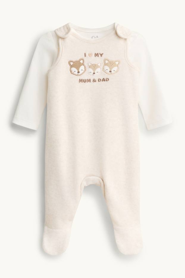 Unisex - Lištička - souprava dětského overalu - 2dílná - hnědá / krémově bílá