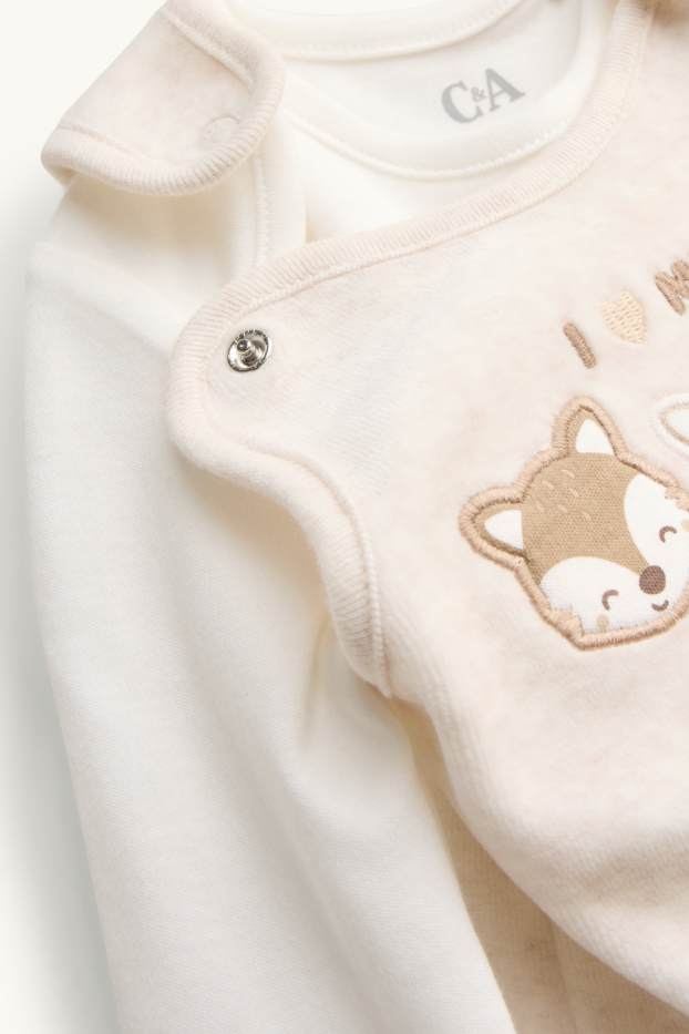 Unisex - Lištička - souprava dětského overalu - 2dílná - hnědá / krémově bílá