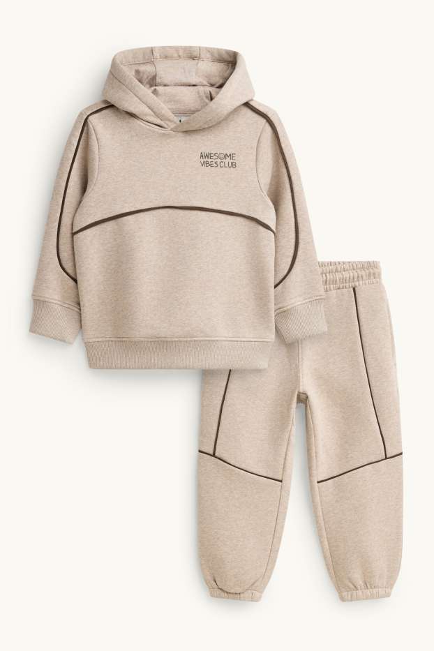 Bambini - Set - felpa con cappuccio e pantaloni sportivi - 2 pezzi - beige melange