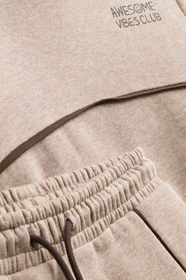 Bambini - Set - felpa con cappuccio e pantaloni sportivi - 2 pezzi - beige melange