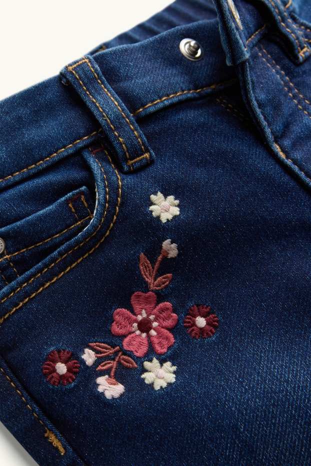 Enfants filles - Fleur - jegging jean - jean chaud - jean bleu
