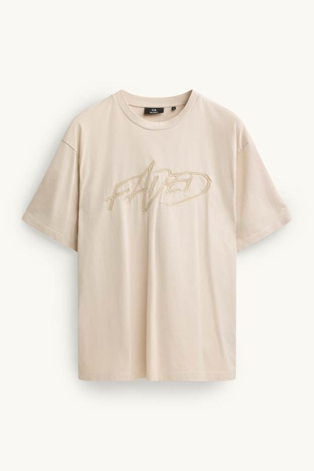 Men - T-shirt - relaxed fit - light beige
