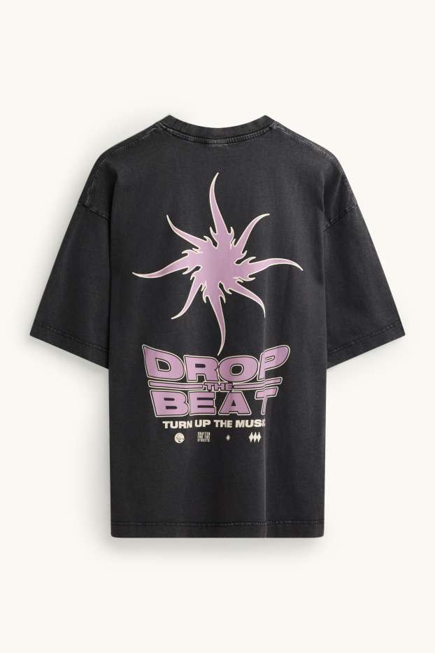 Men - T-shirt - oversized - dark gray