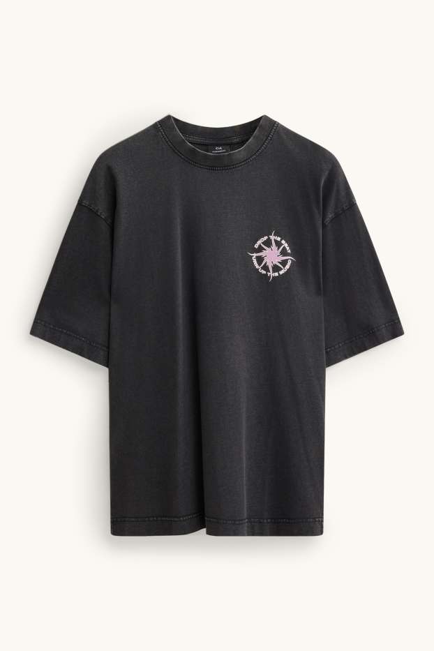 Men - T-shirt - oversized - dark gray