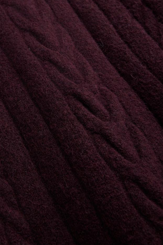Femei - Rochie din tricot - straight fit - cu torsade - bordo