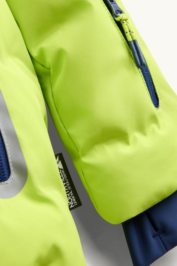 Children Boys - Ski jacket with hood - lined - water-repellent - green / dark blue