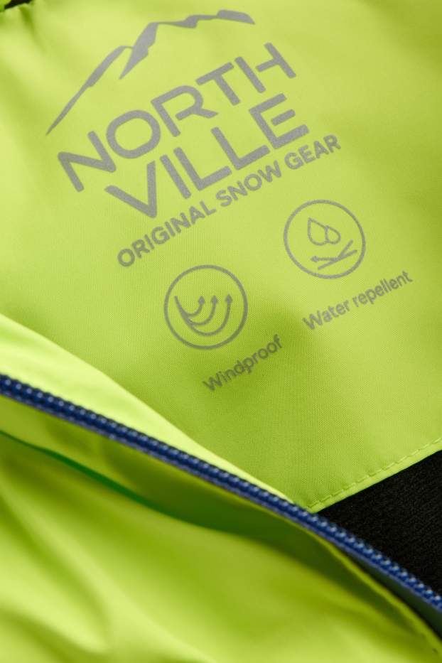 Children Boys - Ski jacket with hood - lined - water-repellent - green / dark blue