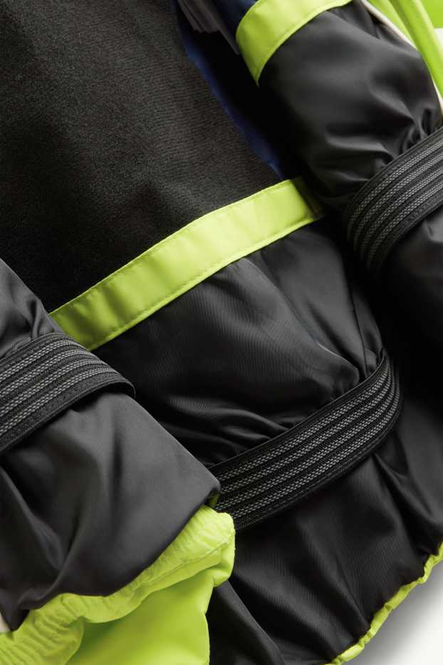 Children Boys - Ski jacket with hood - lined - water-repellent - green / dark blue