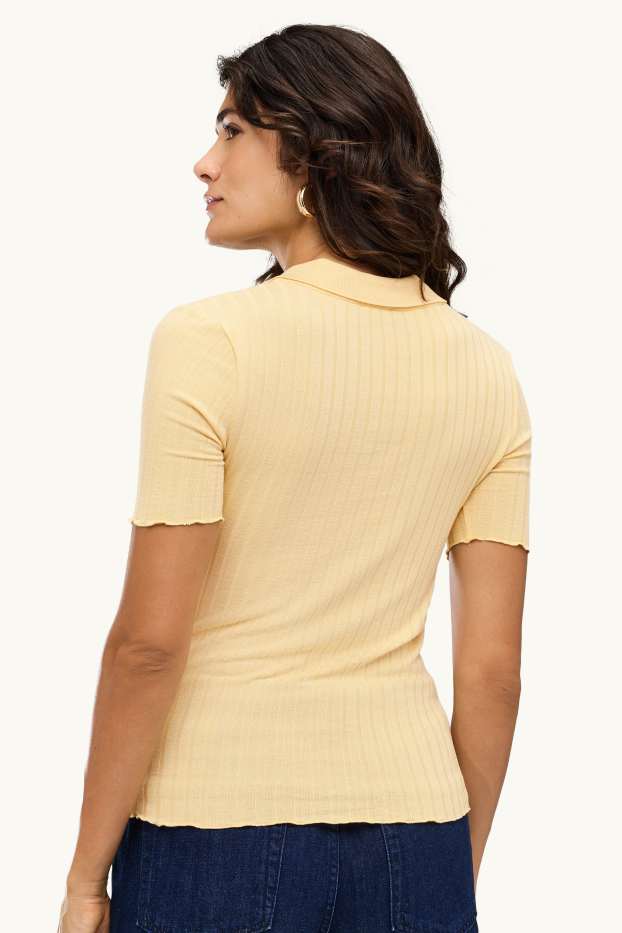 Donna - Polo - regular fit - a coste - giallo chiaro