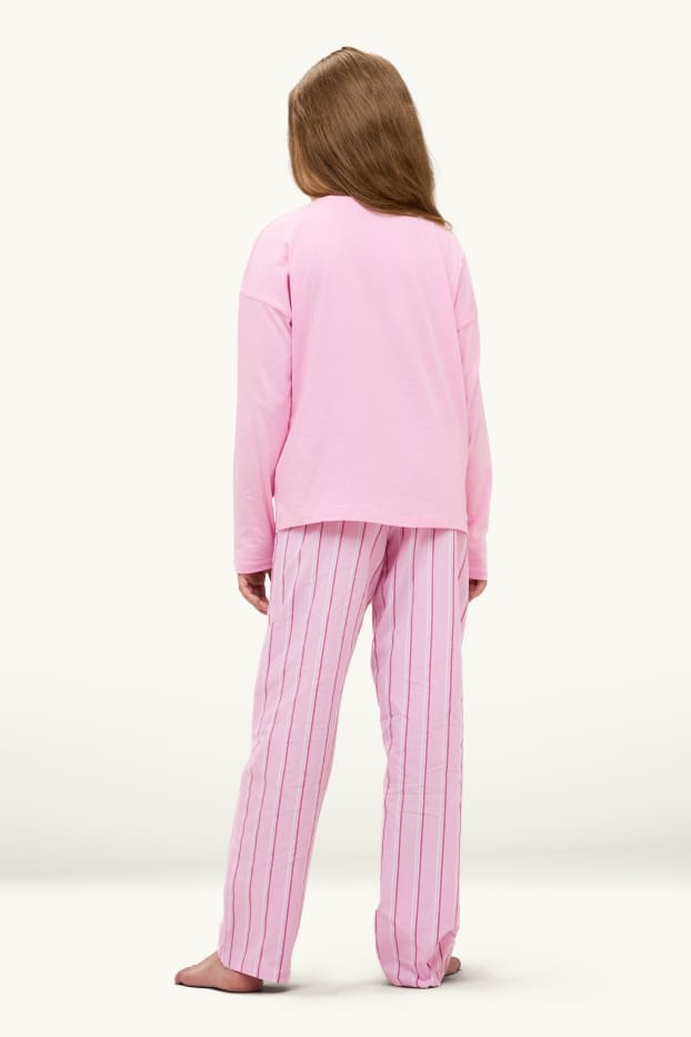 Copii - Fete - Brunch - pijama - 2 piese - aspect lucios - roz