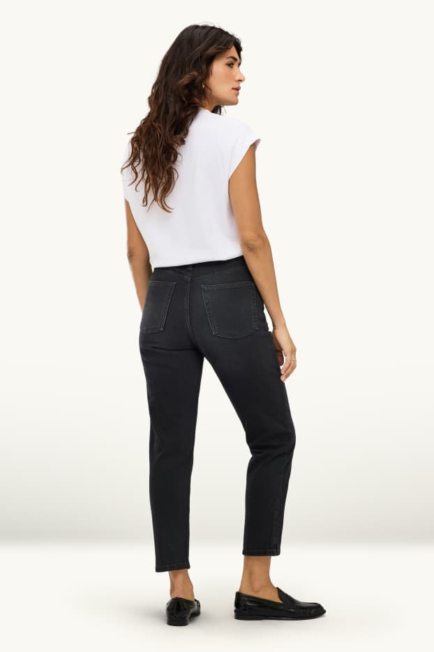 Women - Mom jeans - high waist - LYCRA® - denim-dark gray