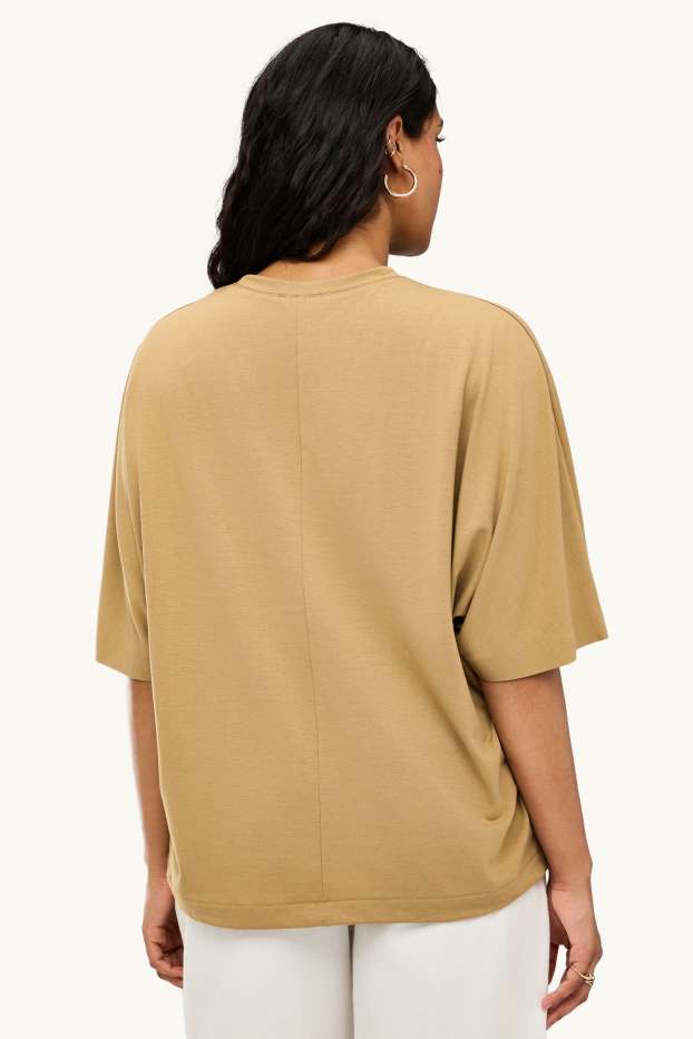 Damen - T-Shirt - Relaxed Fit - hellbraun