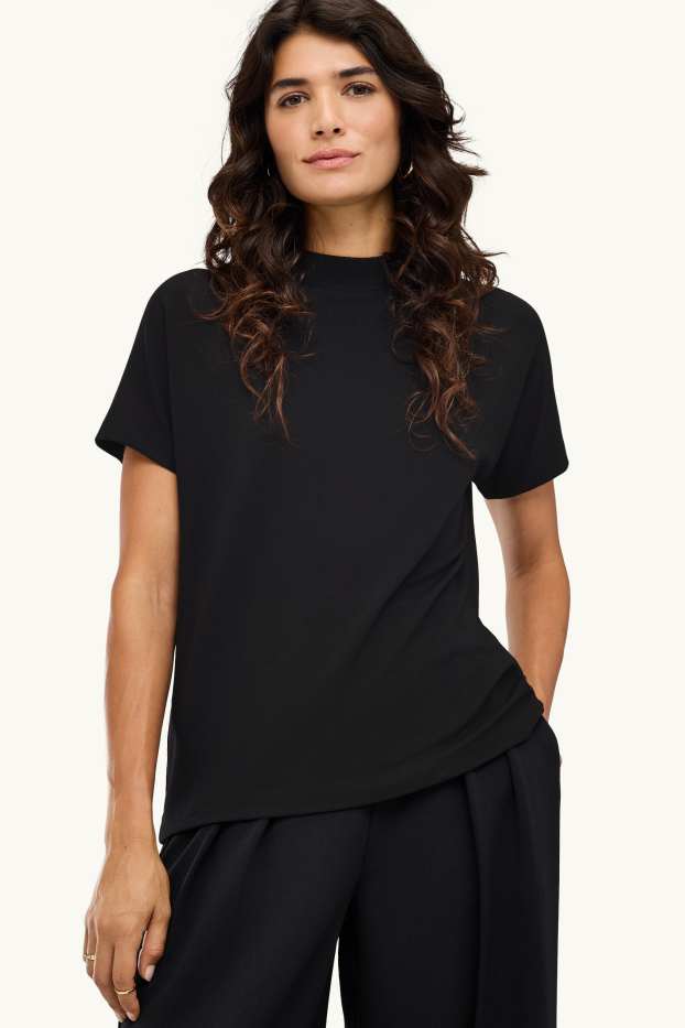 Damen - T-Shirt - Regular Fit - schwarz