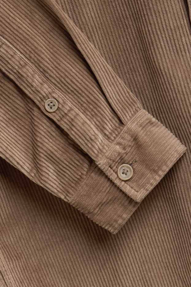 Hommes - Chemise en velours côtelé - relaxed fit - col kent - marron