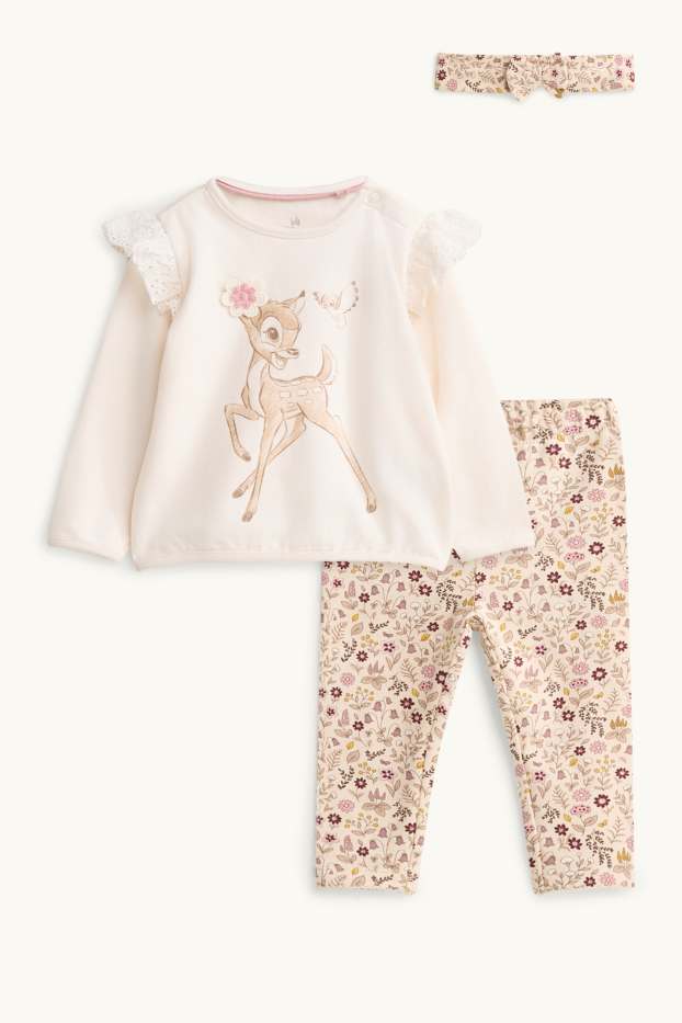 Baby Mädchen - Bambi - Baby-Outfit - 3 teilig - cremefarben