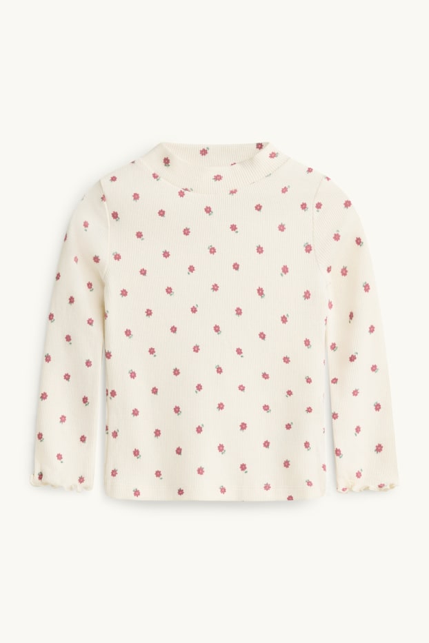 Enfants filles - Fleurs - ensemble - robe en velours côtelé et haut à manches longues - 2 pièces - bordeaux